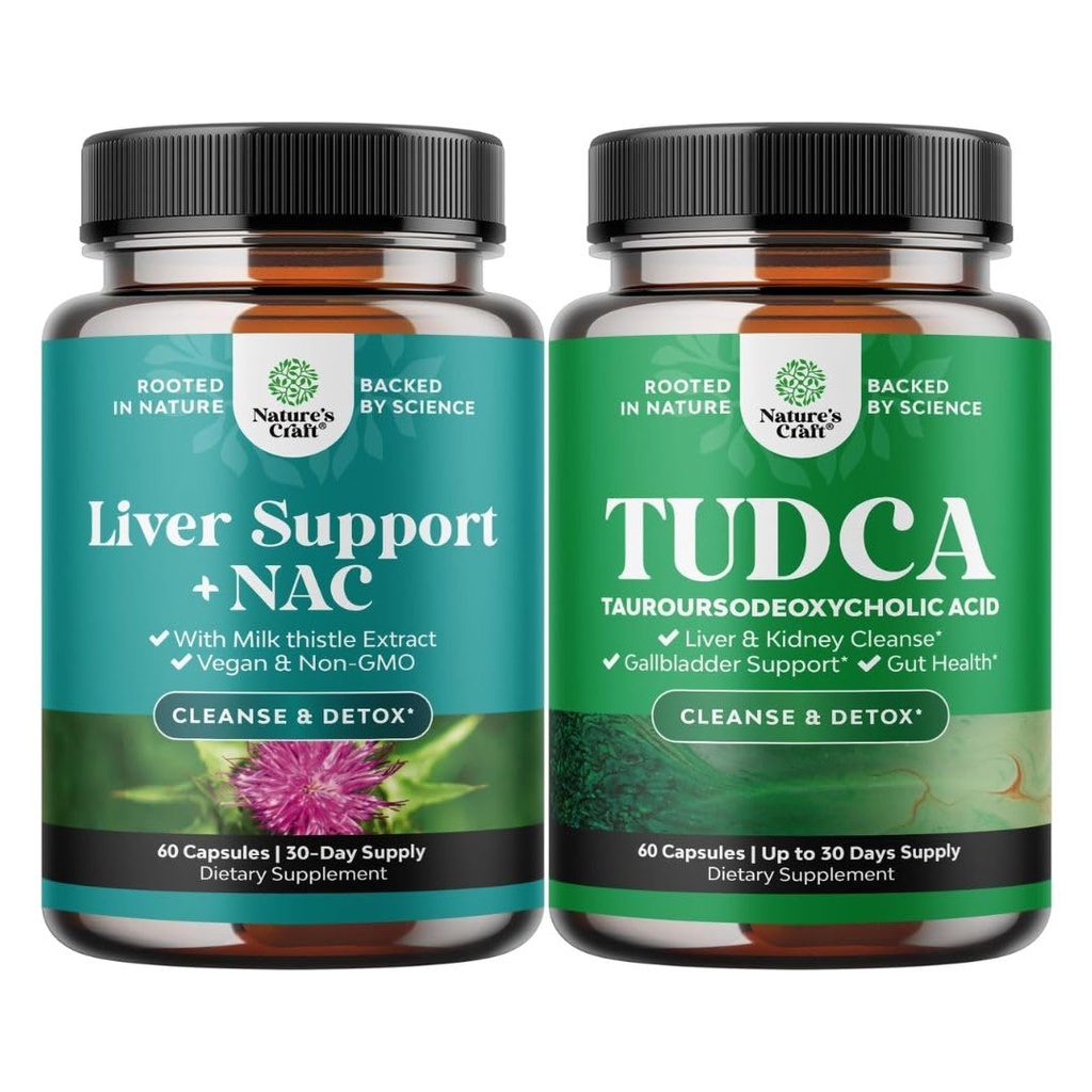 Liver Support Supplement with NAC for Liver Cleanse and Advanced Bile Salt TUDCA Supplement for Gallbladder Kidney and Liver Support Support
