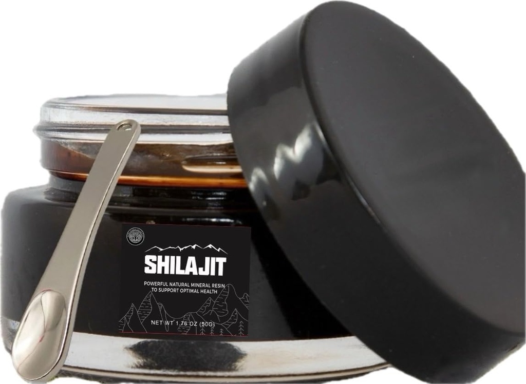 Shilajit Wear | Authentic Himalaya Gold Grade Harvested 16.000-18,000 ft | Pure Unfiltered | 85+ Trace Minerals and Fulvic Acid for Energy and Immune Support | 50 Grams Şişe with Spoon