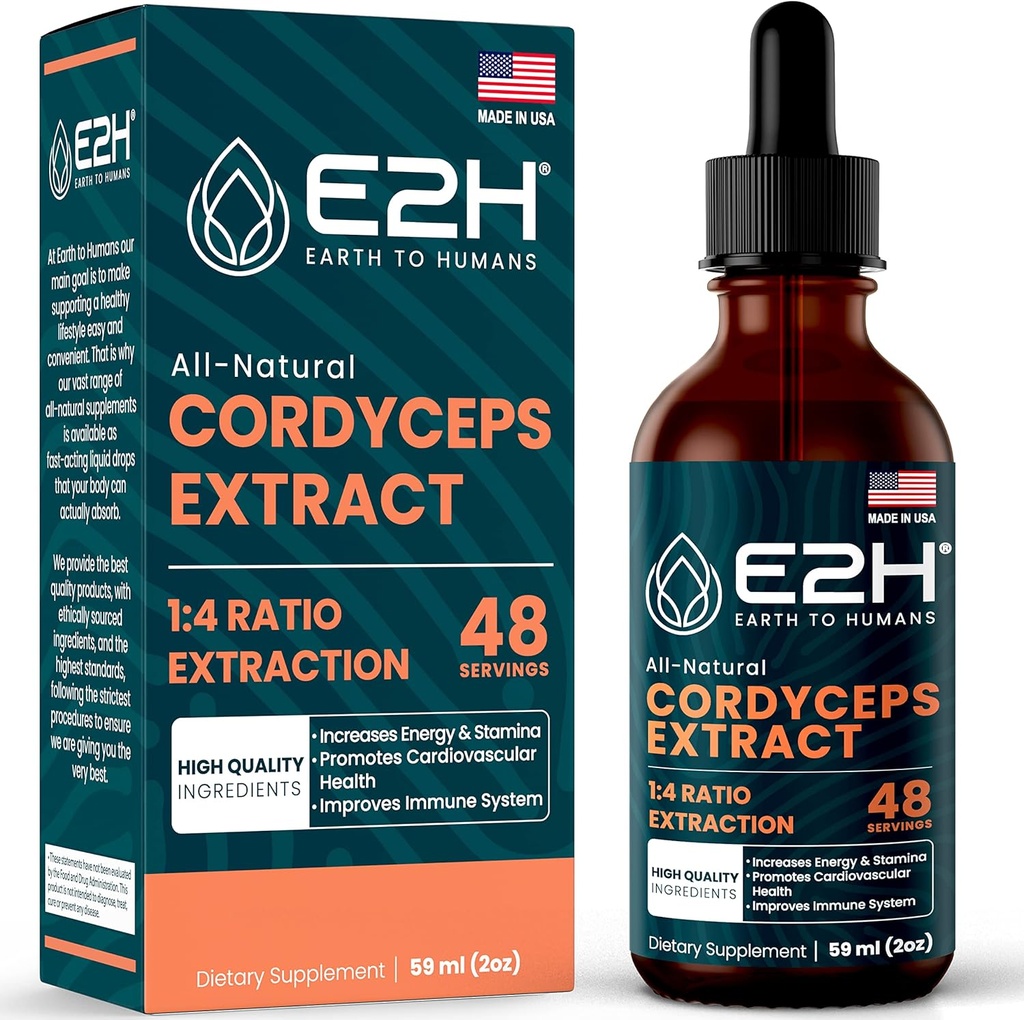 Cordyceps Mushroom Supplement - Γρηγορότερη απορρόφηση από τις κάψουλες μανιταριών Cordyceps ή σκόνη - Cordyceps Extract μας Προάγει την ενέργεια & υποστήριξη Stamina - εκχύλισμα μανιταριών - 2 Fl Oz από E2H