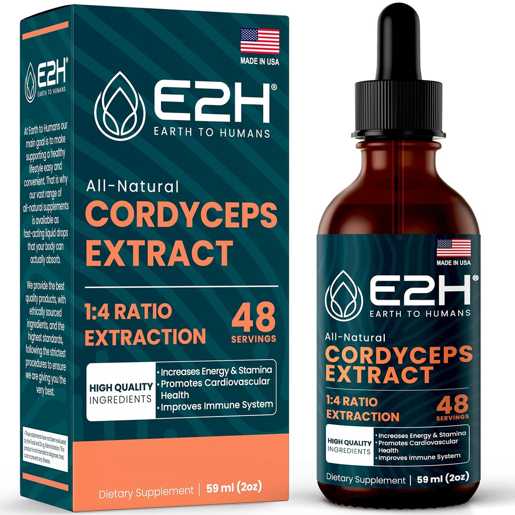 Cordyceps Mushroom Supplement - Γρηγορότερη απορρόφηση από τις κάψουλες μανιταριών Cordyceps ή σκόνη - Cordyceps Extract μας Προάγει την ενέργεια & υποστήριξη Stamina - εκχύλισμα μανιταριών - 2 Fl Oz από E2H
