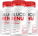 Gluco Renu Capsules - GlucoRenu Advanced Supplement, All Natural Formula to maintain Health Levels, Maximum Strength Formula, Gluco Renuw Capsules (3 Pack - 180 Capsules)