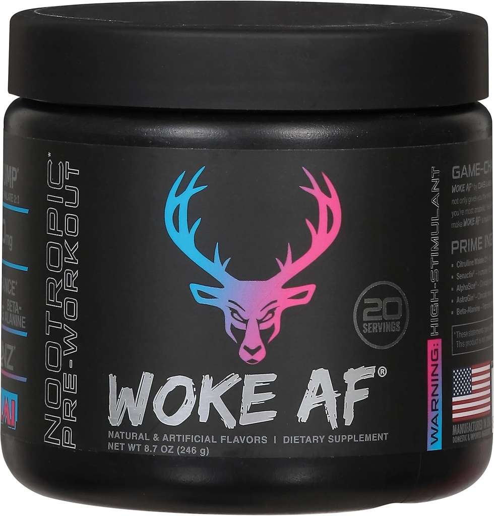 Woke Af Bucked Up Pre-Workout Toz, Artan Enerji, Miami, 333 mg Caffeine, 20 Hizmet