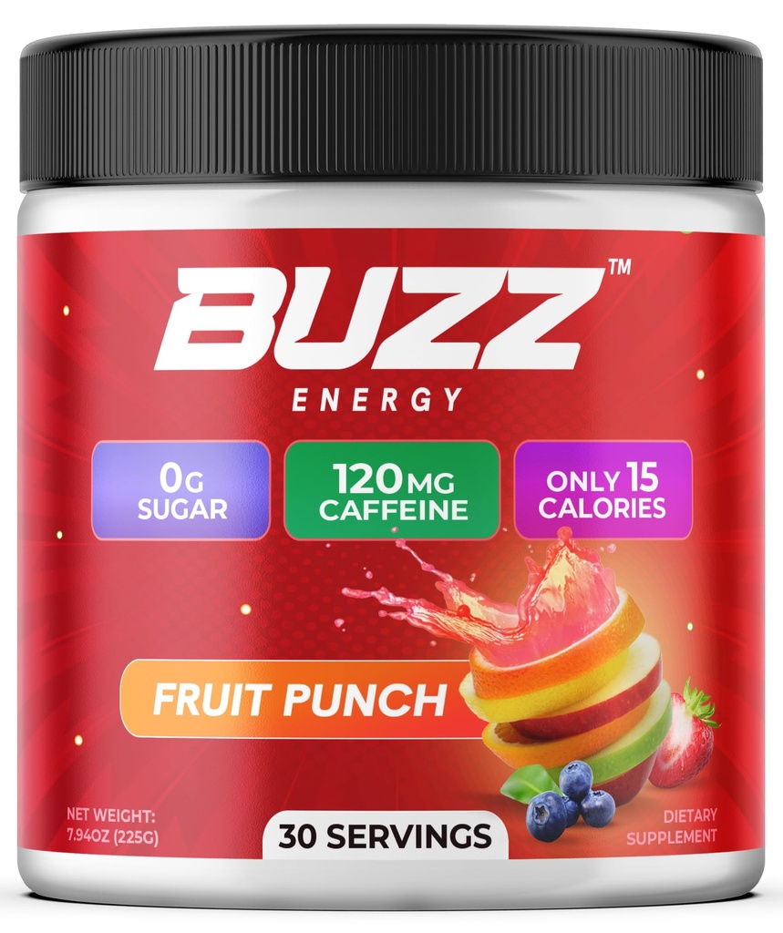 Sabah Buzz Energy Drink Toz - Enerji Boost Drink Mix - Sugar-Free Energy with Antioksis - Morning Kickstart and Sports Nutrition Endurance Ürün - 30 Hizmet, Meyve Zehiri, 7.9 Ounces