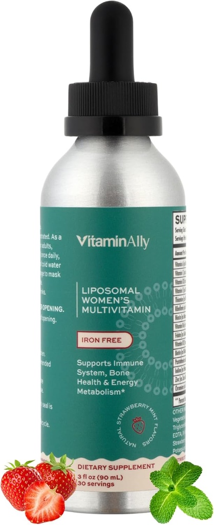 Liposomal Women's Liquid multivitamin Iron Free Drops / Sugar Free | Non-GMO | Gluten Free | Supports Immune System, Bone Health and Energy Metabolism