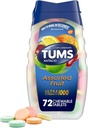 TUMS Ultra Strength Antacid Tabletleri Chewable Heartburn Relief ve Acid Indigestion Relief, Assorted Fruit - 72 Kont