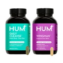 HUM Full Skin and Liver Health Supplement from Nutrition, Wingman and Daily Cleanse A Green Detox & Milk Thittle for Skin Care Support and Liver Health, 2 Pack Bundle, 60 Vegan Capsles