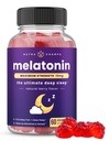 NutraChamps Melatonin Gummies for Yetişkinler, Ekstra Güçlü Uyku Aid Vitaminleri, 5 mg veya 10 mg Dose, Vegan Natural Strawberry Flavor Supplement for Better Sleep, Health Sleep Cycles, 60 Gummies