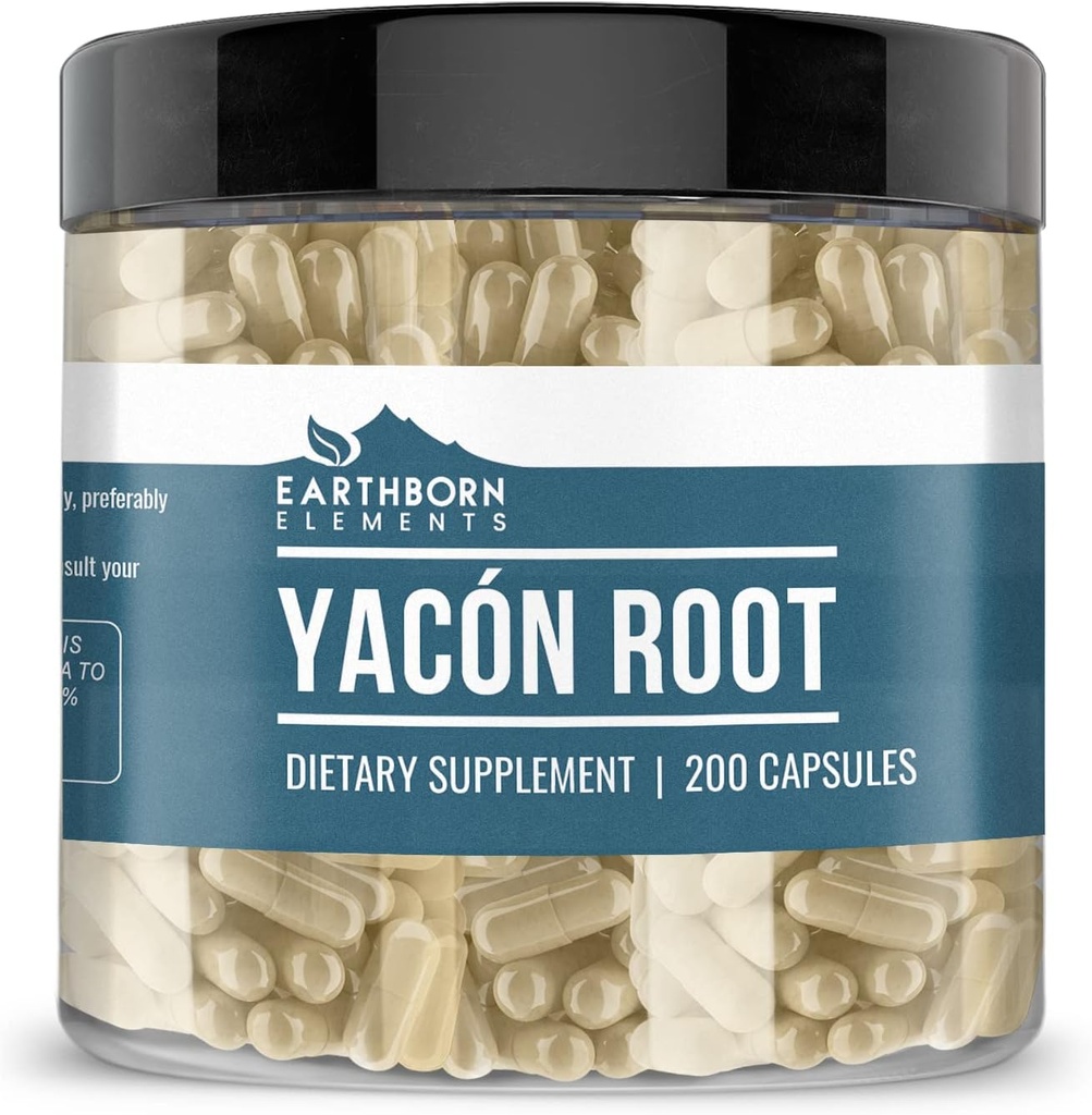 Earthborn Elements Yacon Root (200 Capsules), Pure & Undiled, Hayır Katkıları