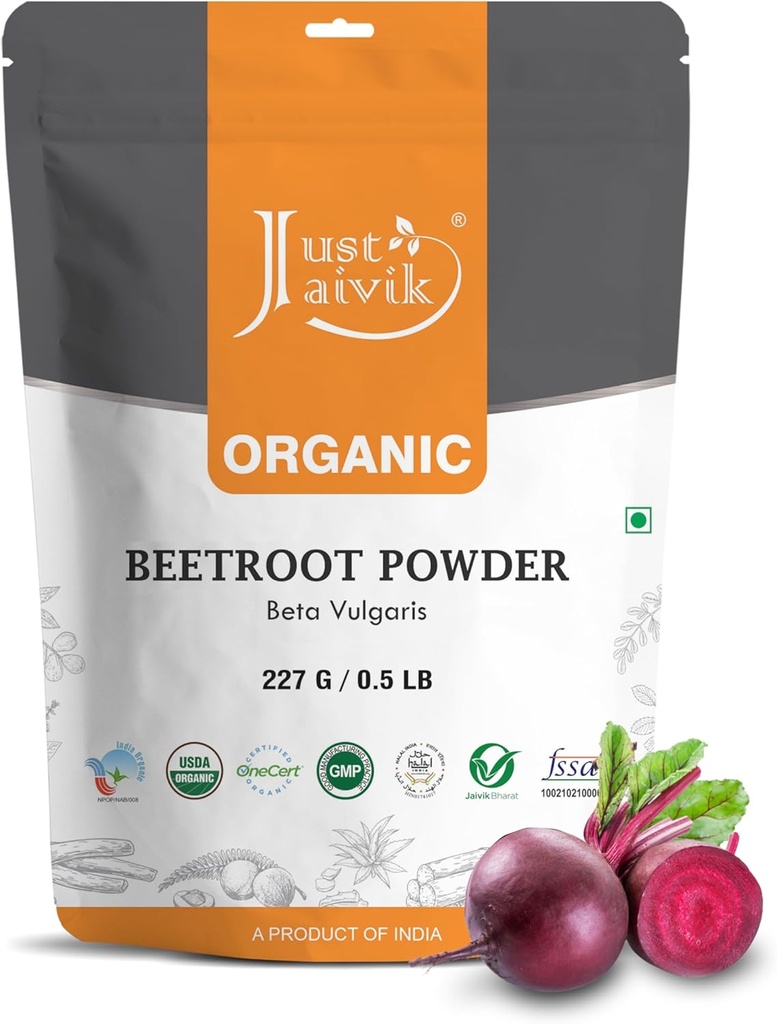 Sadece Jaivik Arıtroot Toz Organik 227 gm / 0,5 lbs | Doğal Nitrik Çimento ATM | Sağlıklı Kalp için Superfood | Destekler Kan Circulation & Stamina |Gluten Free & Vegan