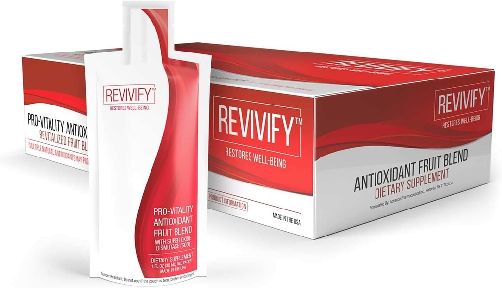 REVIVIFY Pro-Vitality Gel (Oral) με Αντιοξειδωτικό Superoxide Dismutase (SOD) Soluble Fiber & Fruit Blend, 1 ρευστό ουγγιάς, 30 ημέρες προσφοράς