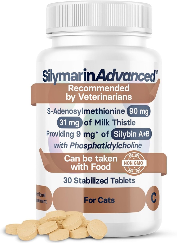 Kediler için Canlı Sağlık Supplement - Süt Kediler için Canlı Destek S-Adenosylmethionine (Same) & Silybin - 30 Tablet