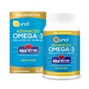Qunol Advanced Omega 3 Krill and Fish Oil Complex, 10x Καλύτερη βιοδιαθεσιμότητα, Μια δόση Χάπια, 250mg EPA & DHA, Υποστηρίζει τον εγκέφαλο, τα μάτια, την καρδιά και κοινή υγεία, 90 Count (πακέτο του 1)
