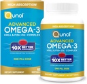 Qunol Advanced Omega 3 Krill ve Fish Oil Kompleksi, 10x Better Bioavailability, One Pill Dose, 250 mg EPA & DHA, Supports Brain, Eye, Heart and Joint Health, 90 Count (Pack of 1)