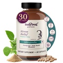Organik Mood Pills - 60 Capsules Organik Ashwagandha Kadınlar ve Erkekler için Supplements, Ashwagandha Roots with Cordyceps, Holy Basil & Rhodiola, Stresi Azalt, Mood ve Bilişsel Fonksiyonlar