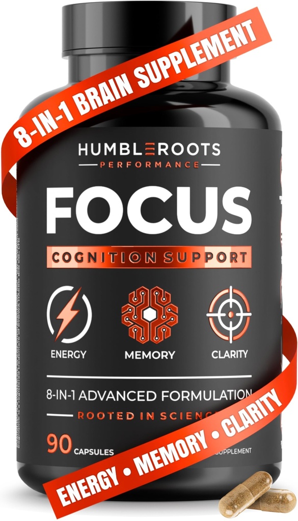 Enerji, Hafıza ve Odak | Lion's Mane, Caffeine, L-Theanine ve 5 Ek Tüm Doğal Malzemeler Bilişsel Sağlığı Geliştirmek (90 Capsules)