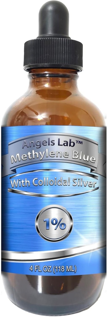 Yeni M ESP Blue %1 Wtih Colloidal Silver Angels Lab |USP-Grade Metilthioninium Chloride Sıvı | Beyin Fonksiyonu ve Bilişsel Sağlık için Yüksek Boyut Diyeti Tamam | 4 oz Glass Dropper Şişe...