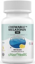 Maxi Health Chewable Melatonin, Kosher Lemon Flavor, Melatonin for Yetişkinler & Çocuklar, Yetişkinler ve Çocuklar için Doğal Yardım, Melatonin Chewables Alternative to Melatonin Gummies Kids Dose, (100 Count)