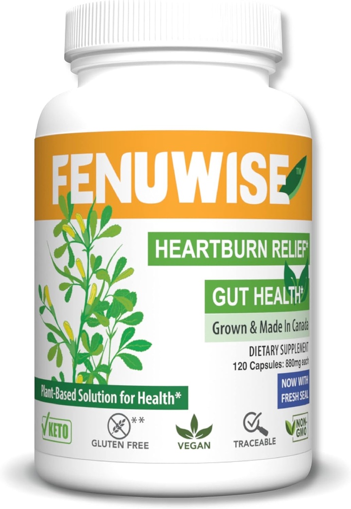 Doğal Fenugreek Fiber Capsule Supplement for Acid - Premium Vegan Diyeter Supplement Digestive Health, 120 Count