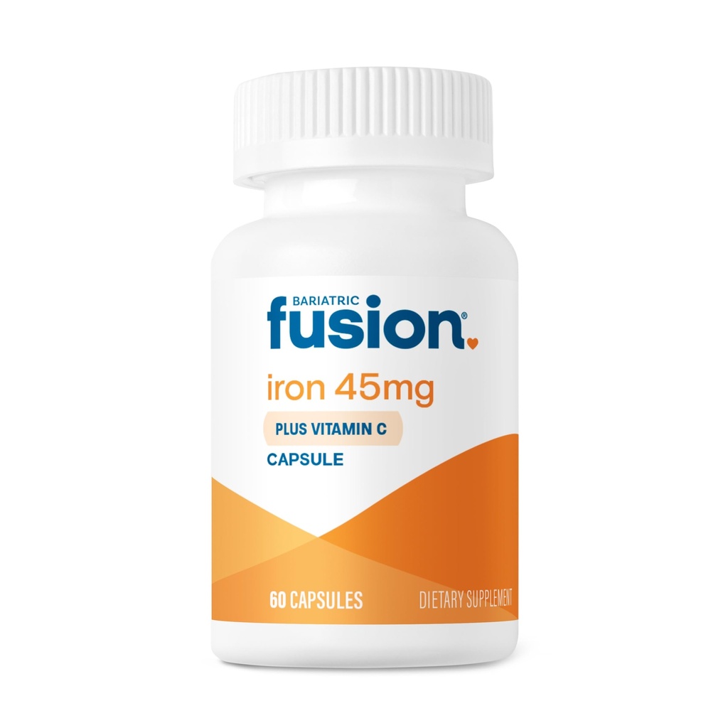 Bariatric Fusion Iron Supplement 45 mg with Vitamin C | 1 Per Day | Kadınlar ve Erkekler için Vitaminler | Gluten, Süt ve Soy Free | Non-GMO | 60 Count