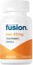 Bariatric Fusion Iron Supplement 45 mg with Vitamin C | 1 Per Day | Kadınlar ve Erkekler için Vitaminler | Gluten, Süt ve Soy Free | Non-GMO | 60 Count