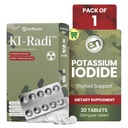 EarthNutri KI- RadiTM Ταμπλέτες ιωδιούχου καλίου 65 mg – Συμπλήρωμα ιωδίου υψηλής ισχύος για υποστήριξη θυρεοειδούς, ετοιμότητα έκτακτης ανάγκης – Συμπλήρωμα καλίου στη Σφραγίδα Κυψέλης Επένδυσης- 20 δισκία (1 συσκευασία)