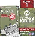 EarthNutri KI-RadiTM P Properties Iodide Tabletleri 65 mg - Yüksek Potency Iodine Supplement for Thyroid Support, Emergency Hazırlık - Pyumu Tamamlamada Pyum Tamamlama - 20 Tabletler (1 Pack)
