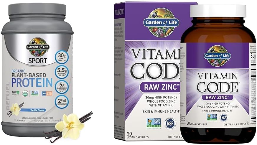 Life Organic Vegan Sport protein Toz, Vanilla - Probiyotikler, BCAAs, 30g Plant Protein & çinko Supplements 30mg Yüksek Potency Raw ve Vitamin C Multimineral Supplement