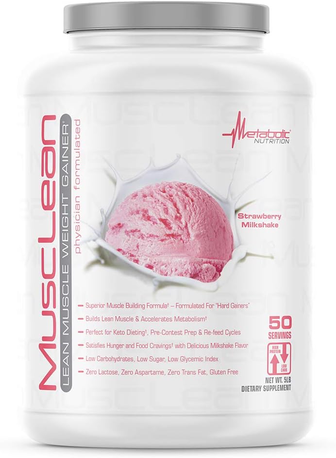 Μεταβολική Διατροφή - Mussan - Milkshake, Whey High Protein Meal Replacement, Συντήρηση Διατροφή, Χαμηλό Καρβίδιο, Keto Diet, Digestive Enzymes, Φράουλα, 5 Λίρες (50 σερ)