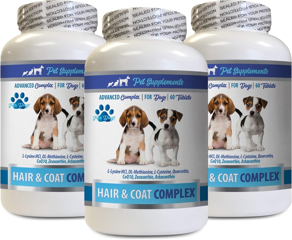 Αντιφλεγμονώδες για σκύλους - Σκύλος Hair and Coat Complex - Itch Relief - Ανοσοποιητική Υποστήριξη - Βιταμίνες και Ορυκτά - Dog Vitamin e Συμπλήρωμα - 3 Μπουκάλια (180 Treats)