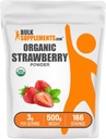 BulkSupplements.com Βιολογική σκόνη φράουλας - Φρούτα σε σκόνη από Βιολογικές Φράουλες - Χωρίς ζάχαρη & Χωρίς γλουτένη, 3g ανά Σερβίρισμα, 500g (1.1 lbs) (Συσκευασία των 1)