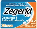 Zegerid OTC, 24ωρη ανακούφιση από εγκαύματα καρδιάς, Acid Reflux Medicine και Antacid, Αντιμετωπίζει συχνές εγκαύματα καρδιάς, Omeprazole 20mg + Διττανθρακικό νάτριο, Proton αντλία Inhibitor (PPI), 42 κάψουλες