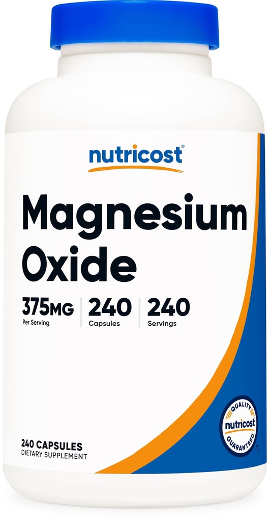 Nutricost οξείδιο του μαγνησίου 375mg, 240 κάψουλες - 210mg μαγνήσιο, μη ΓΤΟ, χωρίς γλουτένη