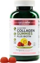 NatureWise Collagen Gummies - Sugar-Free Hydrolyzed Collagen Gummies - Tip 1 & 3 Peptides for Women + Biotin, Vitamin C, E, & Çinko for Hair Skin and Nails Support - 180 Count[3-Month Supply]