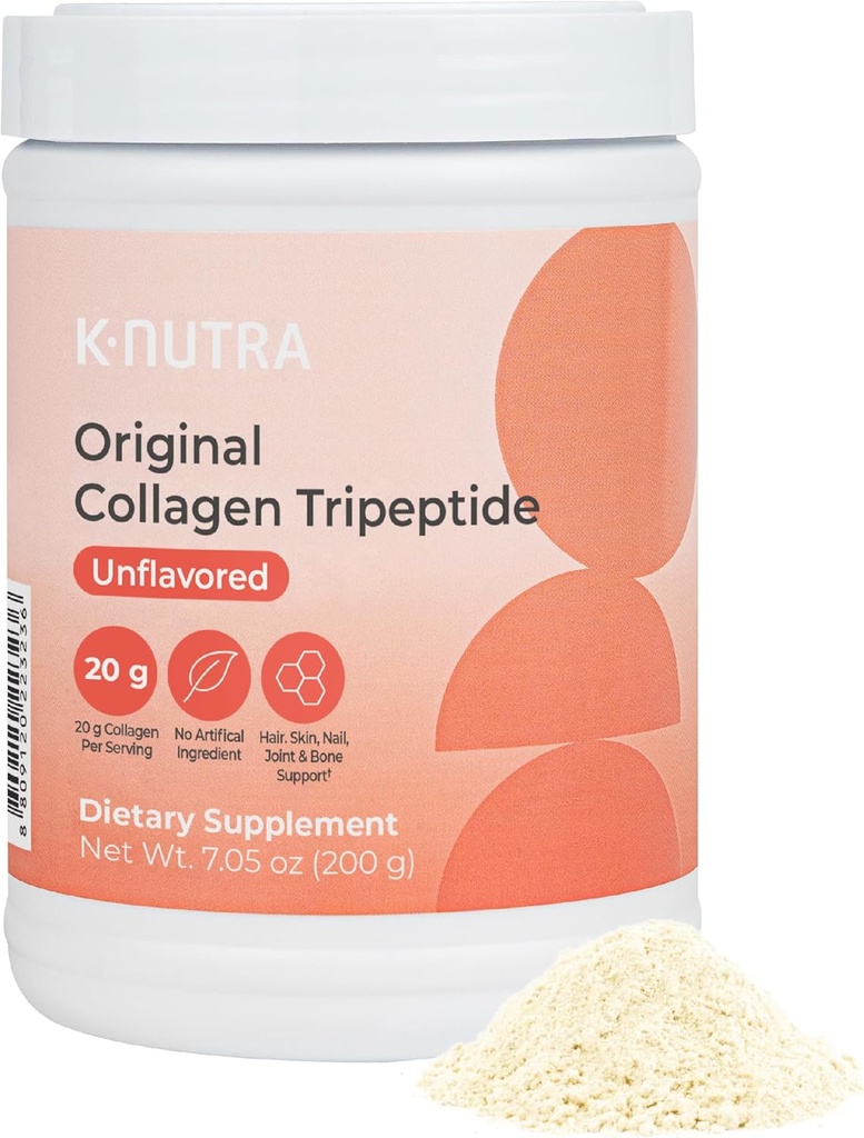 K-Nutra Original Collagen Tripeptide | 200g (7.05oz) | 100% Pure Freshwater Collagen Powder | 200X Absorption GPH | Helps Support Skin Hydration, Hair & Nail Health