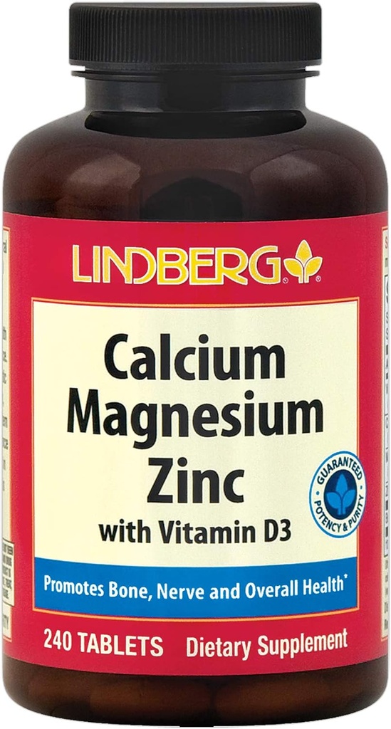 Kalsiyum çinko | 240 Caplets | D3 ve Boron | Vejetaryen, Non-GMO, Gluten Free Supplement | By Lindberg