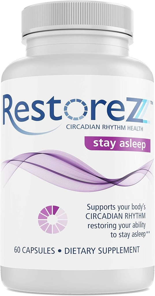 RestoreZ Μείνετε κοιμισμένοι (60 κάψουλες) Φυσικό συμπλήρωμα ύπνου - Διατηρήστε μακρά ανάπαυση ύπνου καθ 'όλη τη διάρκεια της νύχτας - Μη-Habbit που αποτελούν βοήθεια ύπνου