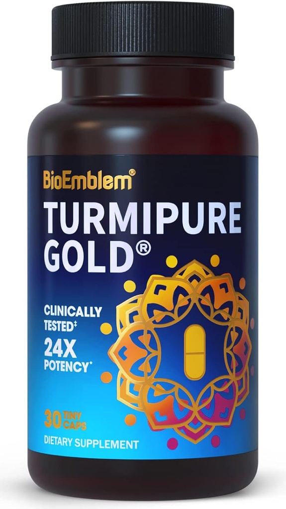 BioEmblem Turmeric Curcumin with Klinik olarak Studied TurmiPure - 1 Small Cap Daily, 24x More Abxia Than others - Ortak Destek, Sağlıklı Inflammation Tumeric Supplements - Non-GMO - 30 Hizmet