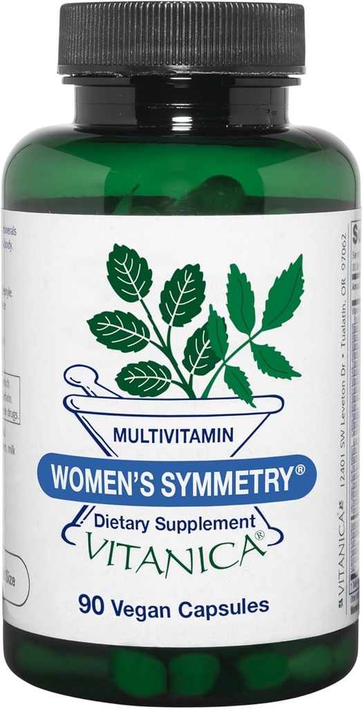 Vitanica Women's Symmetry, High Potency Multivitamin ve Mineral, Vegan/Vegetarian, 90 Capsules