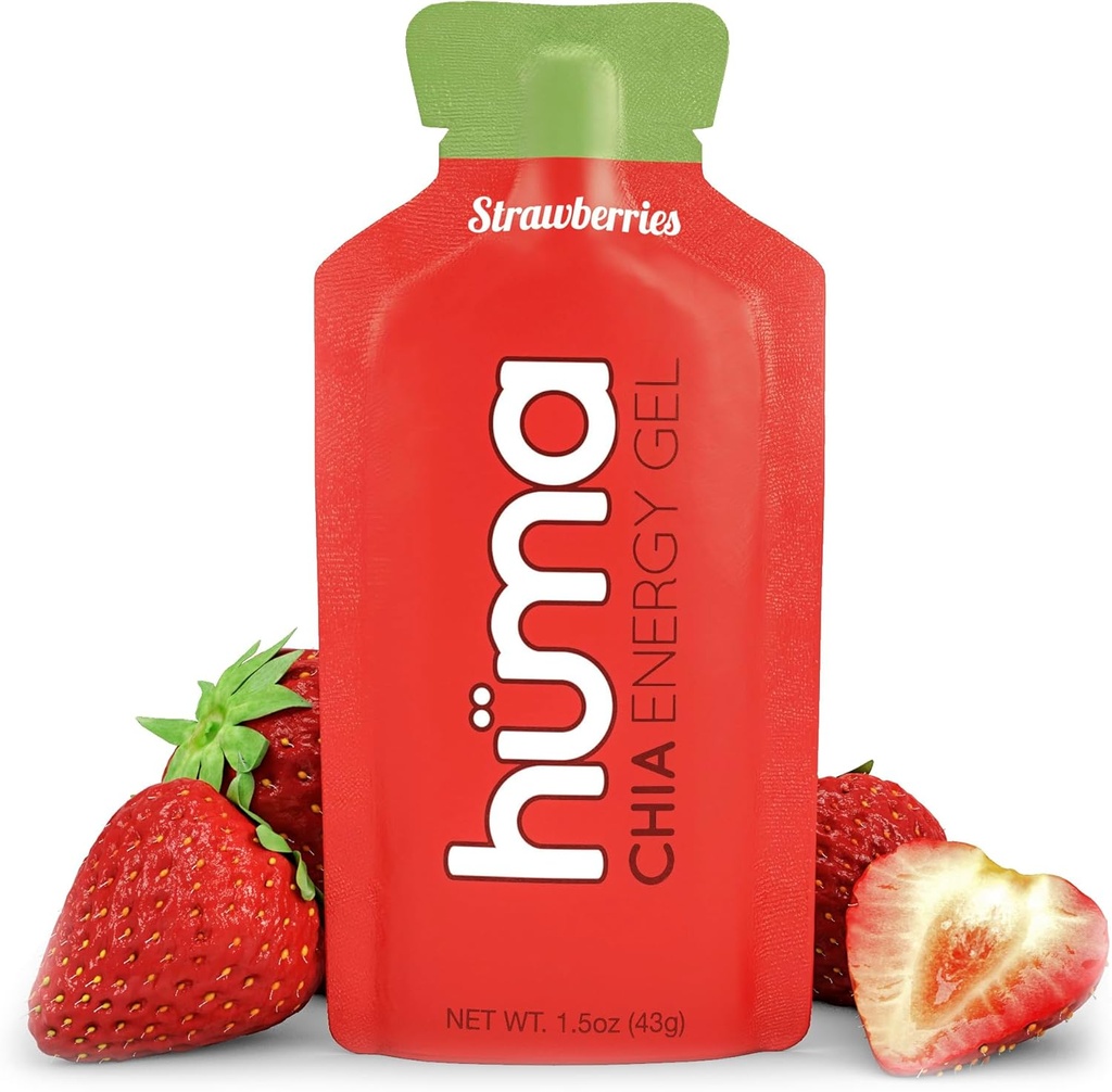 Huma Chia Energy Gel, Strawberries, 12 Gels - Endurance Egzersiz Için Premier Spor Beslenme
