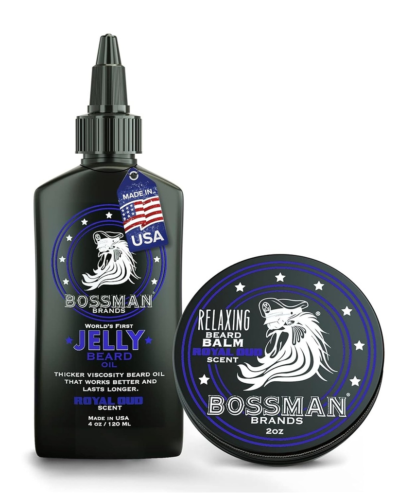 Patronman Jelly Beard Oil for Men & Beard Balm for Men Combo - Royal Oud Scent