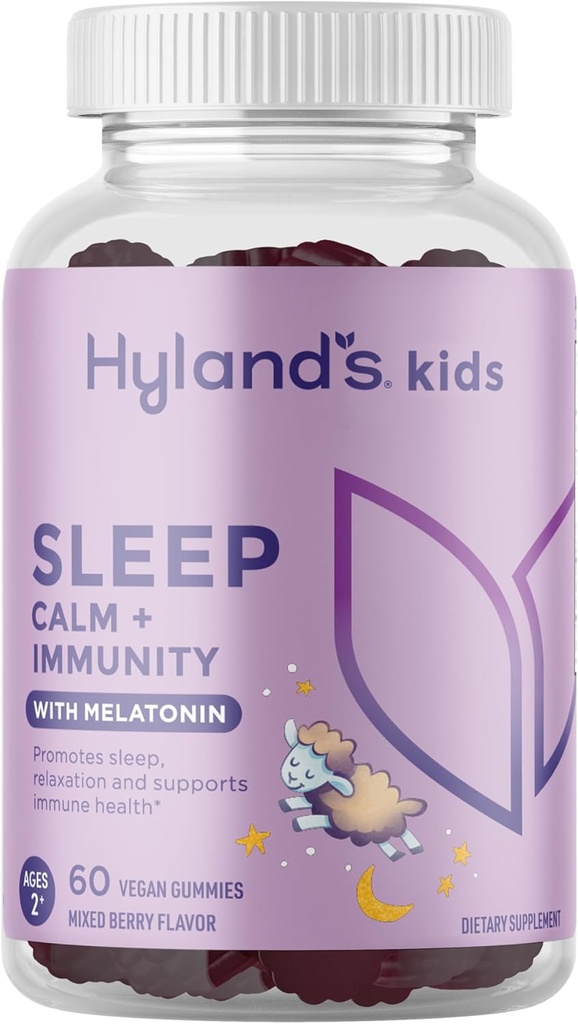 Hyland'ın Çocuklar Melatonin, Sleep Aid Gummies with Vitamin C, çinko, Elderberry & Chamomile, Uykusuzluk ve Dinlenmesizlikle Yardım, 60 Vegan Gummies