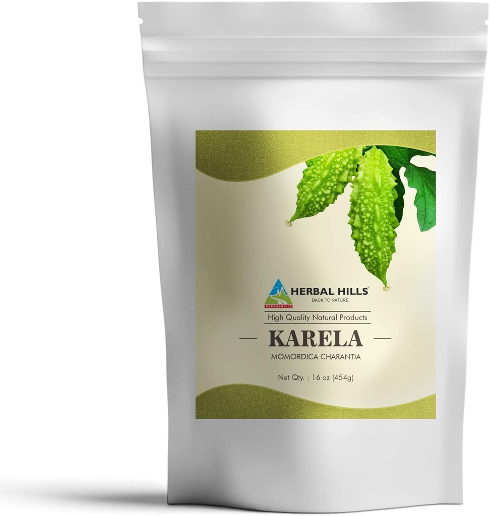 HERBAL HILLS Bitter Melon/Bitter Gourd/Karela Toz (Momordica Charantia) | 16oz (454 GMS) | Eye & Skin Health