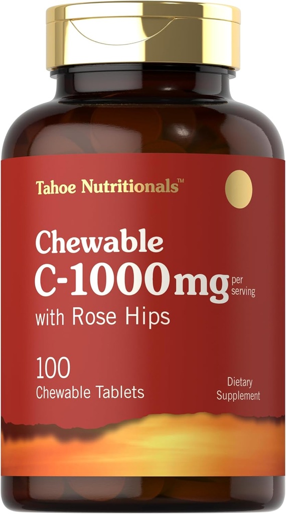 Carlyle Vitamin C Chewables | 1000 mg | 100 Tablet Natural Orange Flavor | Vegetarian, Non-GMO & Gluten Free Supplement | Tahoe Beslenme