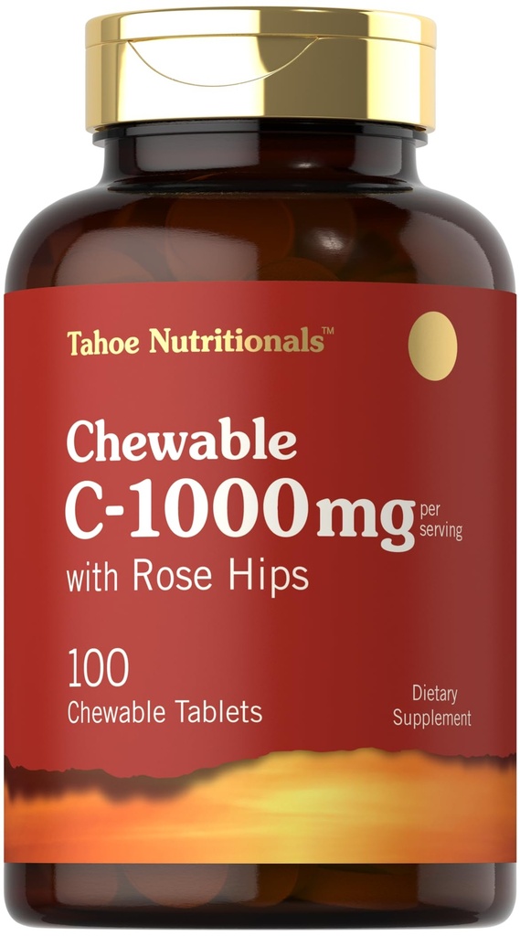 Carlyle Vitamin C Chewables | 1000 mg | 100 Tablet Natural Orange Flavor | Vegetarian, Non-GMO & Gluten Free Supplement | Tahoe Beslenme