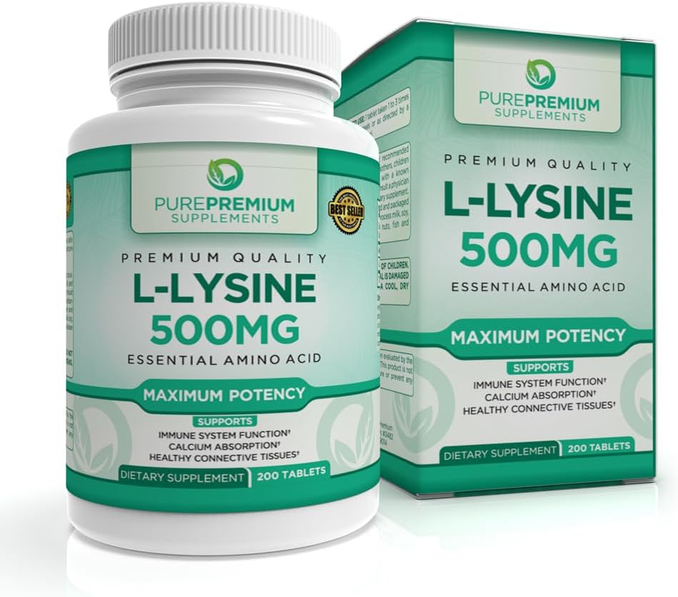 PurePremium L-Lysine 500 mg Συμπλήρωμα - Απαραίτητο Αμινοξέο με Μέγιστη Δύναμη - Συμπλήρωμα Ανοσολογικής Υποστήριξης - Αμιγής Λυσίνη 500mg για Γρήγορη Απορρόφηση - 7 Μήνες Προσφορά - 200 Tabletισκία