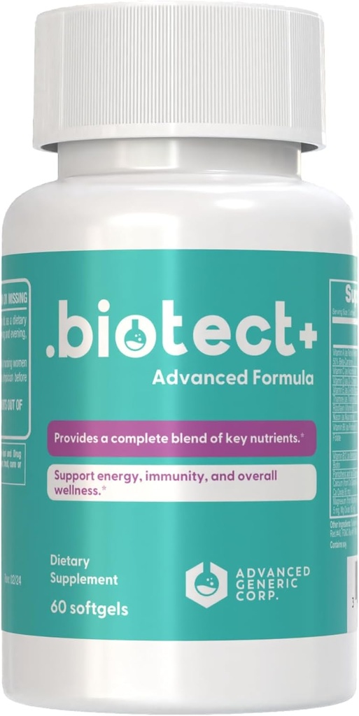 Biotect + Gelişmiş Immune Support Formula - Temel Nutrients ile Enerji, Immunity ve Genel Sağlık - 60 Softgels, 30 Günlük Supply