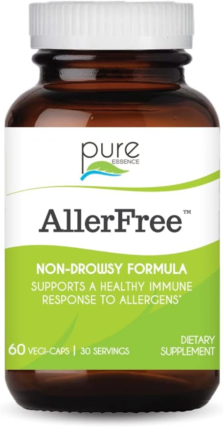 AllerFree Natural Alerji Support Supplement Tarafından Pure Essence Labs - Sinus ve Nasal Health Mevsim Allergies için Drowsy Pills - 60 Capsules ve Herbs - 60 Capsules