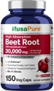 NusaPure Beet Root 30:1 Extract, 1000 mg 150 Veggie caps (Vegan, Non-GMO & Vegan% 4 Nitrates) Bioperine