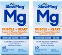 SlowMag MG Μύες + Χλωριούχο μαγνήσιο καρδιάς με δισκία ασβεστίου 60 Count (Pack of 2)