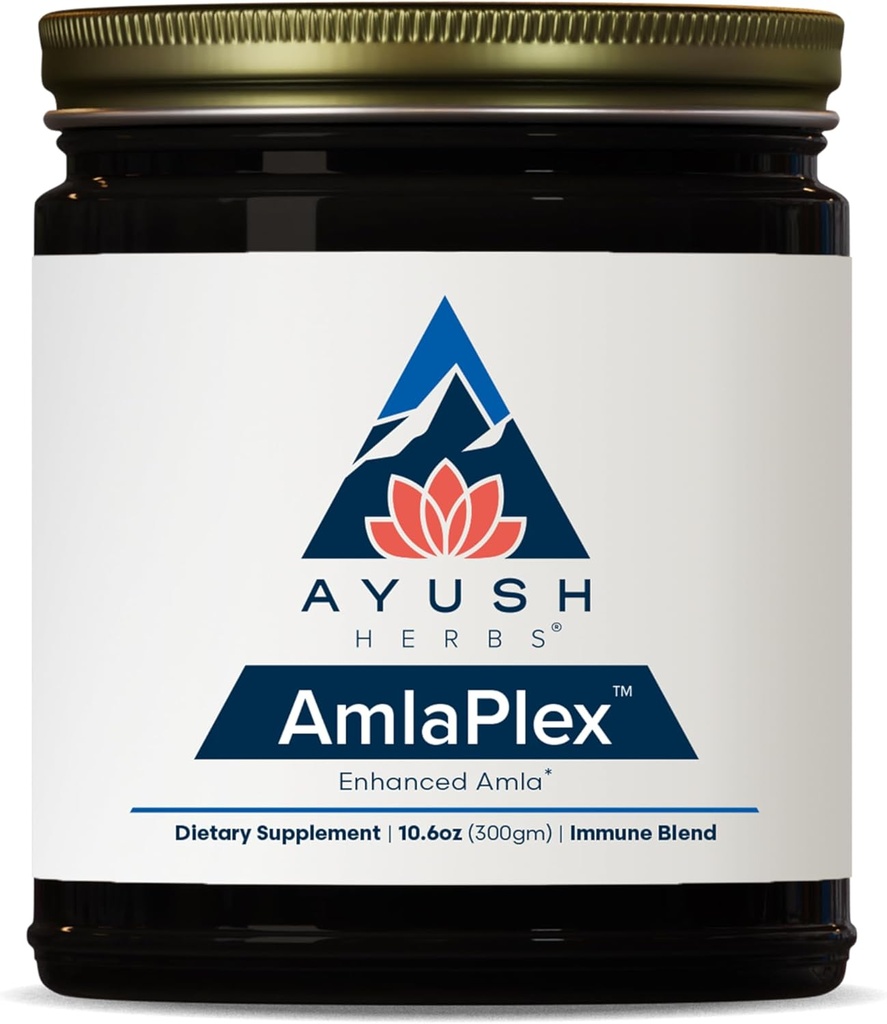 Ayush Herbs AmlaPlex - Amla Jam, Chyawanprash for Immune Support & Digestive Health, Chyavanprash, Hint Honey Jam, Amla, Ashwagandha - 10.6 oz Jar (1 Count)